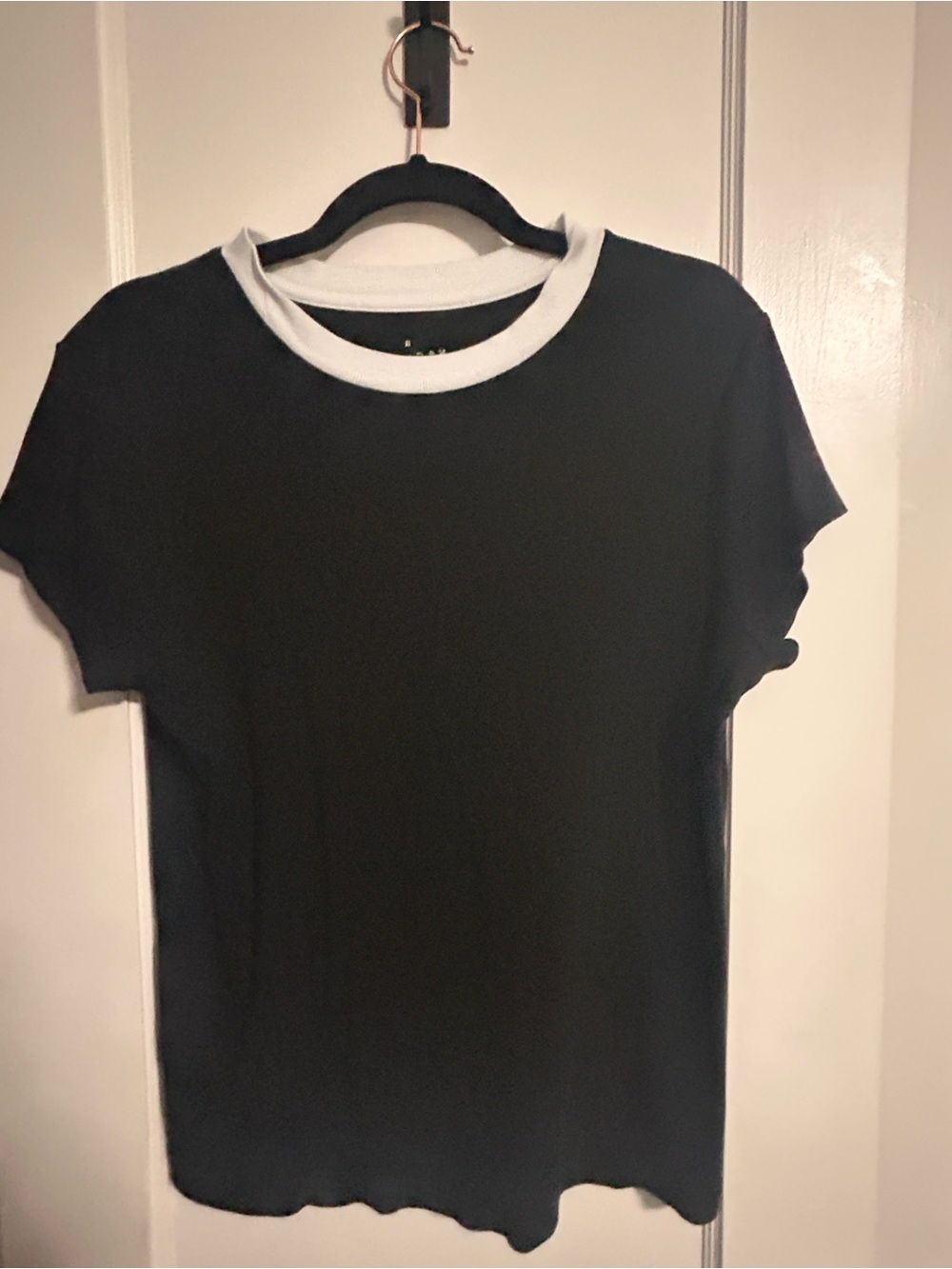 a new day Black Tee with White Crew Collar